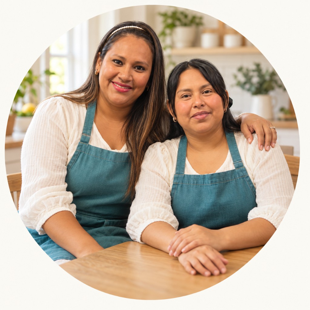 Ana and Jenny seated together in a kitchen